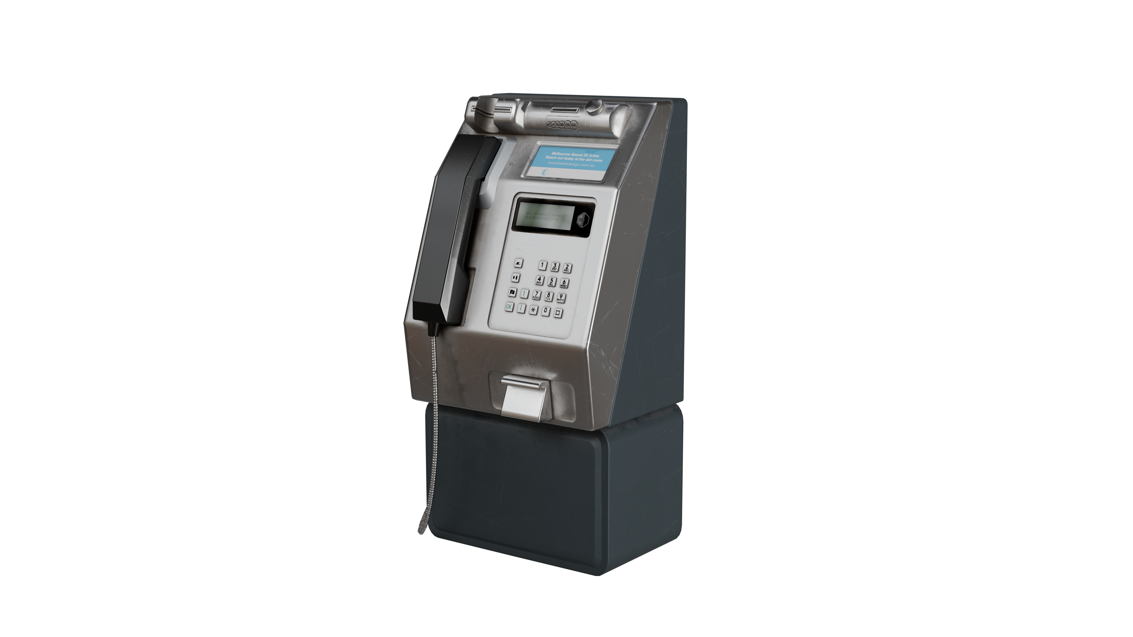 High-Quality Australian Telstra Payphone 3D Model - Game-Ready & VR-Ready BlackBladeDesign