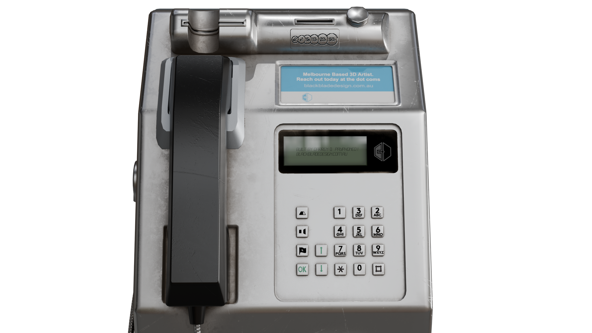 High-Quality Australian Telstra Payphone 3D Model - Game-Ready & VR-Ready BlackBladeDesign