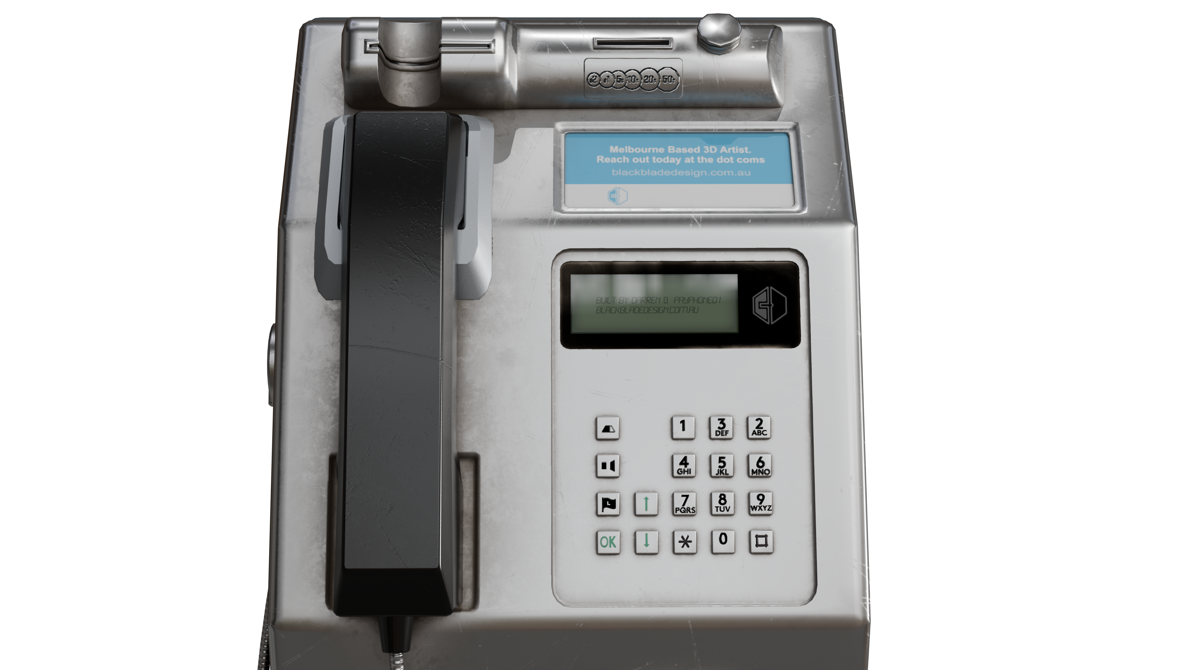 High-Quality Australian Telstra Payphone 3D Model - Game-Ready & VR-Ready BlackBladeDesign