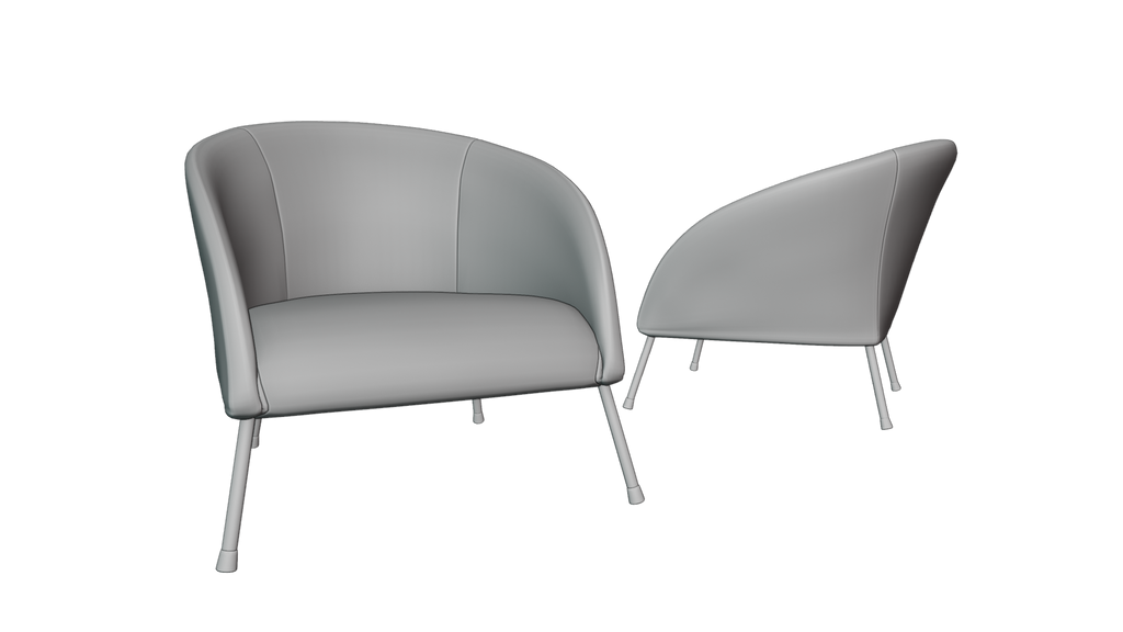 Simple Suede Leather Chair 3D model BBD3D