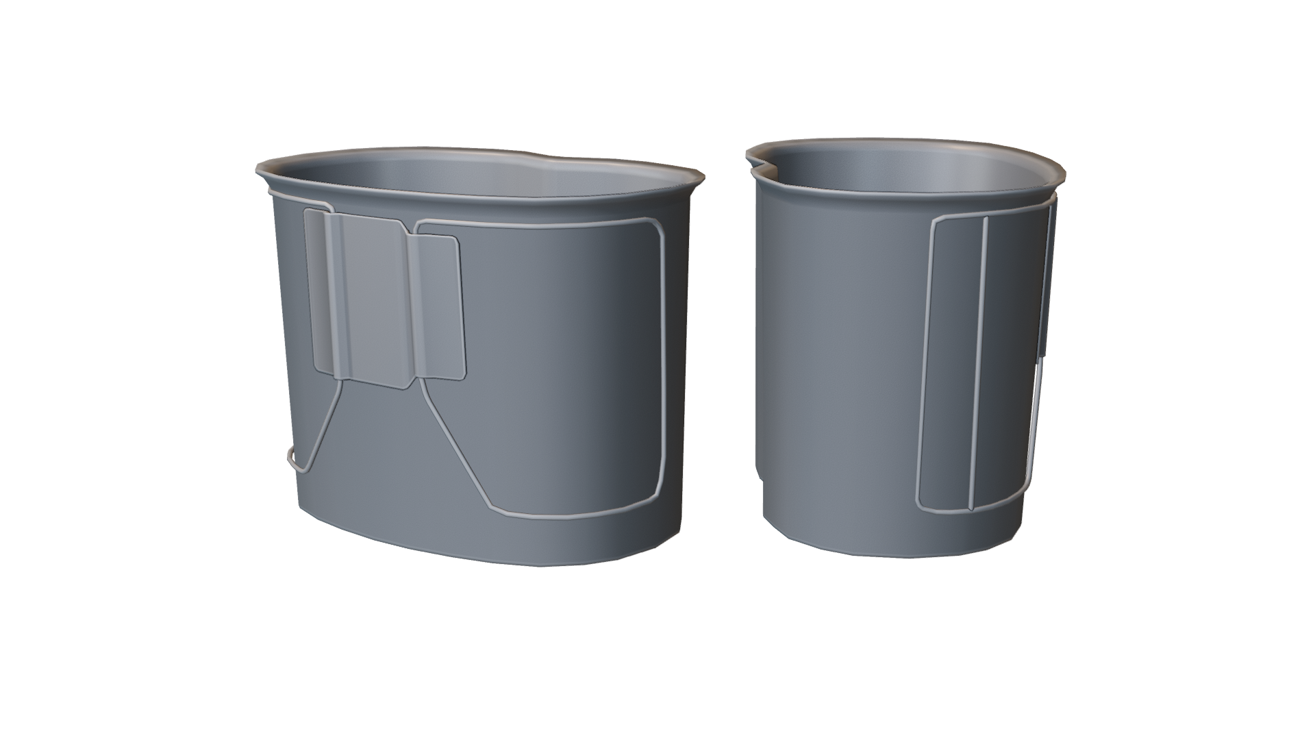 Canteen Cup 3D Model - Worn Military Butterfly Handle Pot BlackBladeDesign