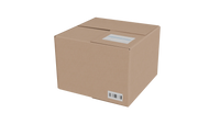 Brown cardboard box with a window on a white background 3d model