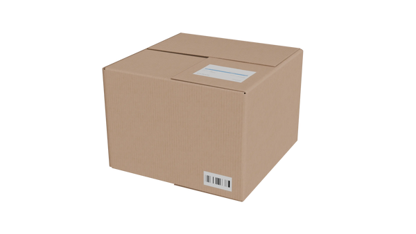 Brown cardboard box with a window on a white background 3d model