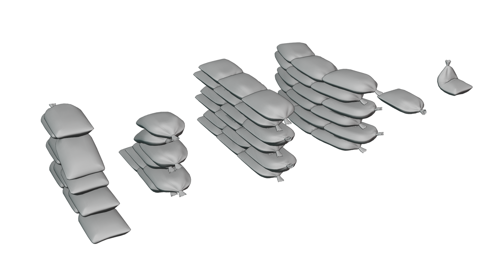 Modular Game-Ready Sandbag Wall 3D Model BlackBladeDesign