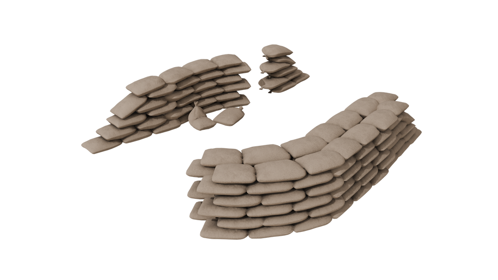 Modular Game-Ready Sandbag Wall 3D Model BlackBladeDesign