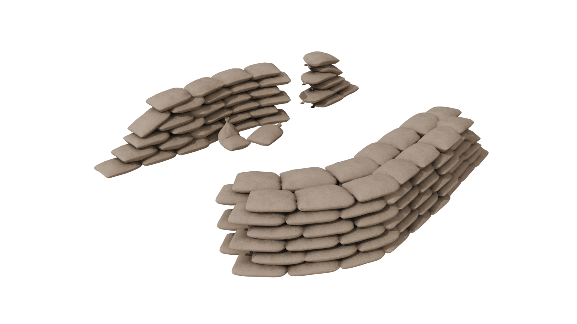 Modular Game-Ready Sandbag Wall 3D Model BlackBladeDesign