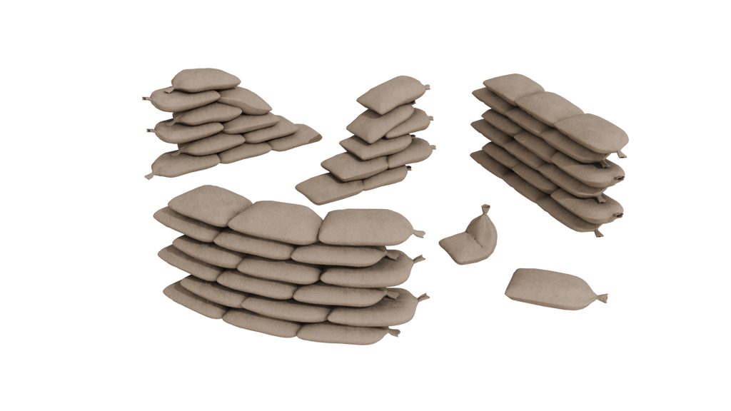 Modular Game-Ready Sandbag Wall 3D Model BlackBladeDesign