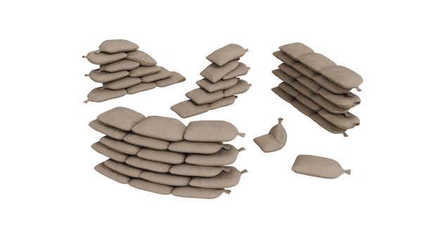 Modular Game-Ready Sandbag Wall 3D Model BlackBladeDesign
